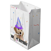 Golden Retriever Birthday Confetti Medium Cadeauzakje (Voorkant Gekanteld)