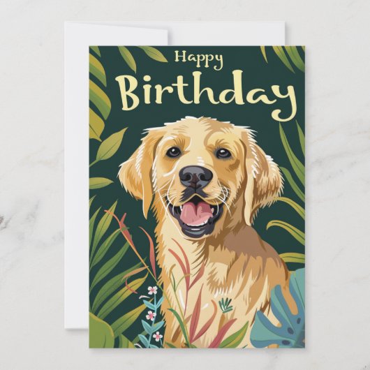 Golden Retriever Birthday Feestdagenkaart (Voorkant)