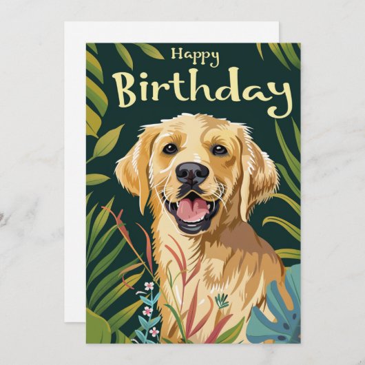 Golden Retriever Birthday Feestdagenkaart (Voorkant / Achterkant)