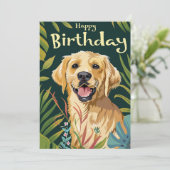 Golden Retriever Birthday Feestdagenkaart (Staand voorkant)