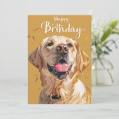 Golden Retriever Birthday Feestdagenkaart (Staand voorkant)