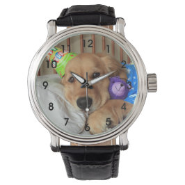 Golden Retriever Birthday Horloge