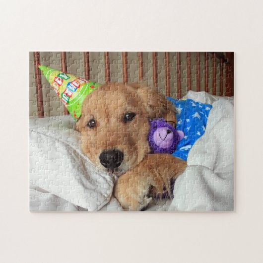 Golden Retriever Birthday Jigzaag Puzzle Legpuzzel (Horizontaal)