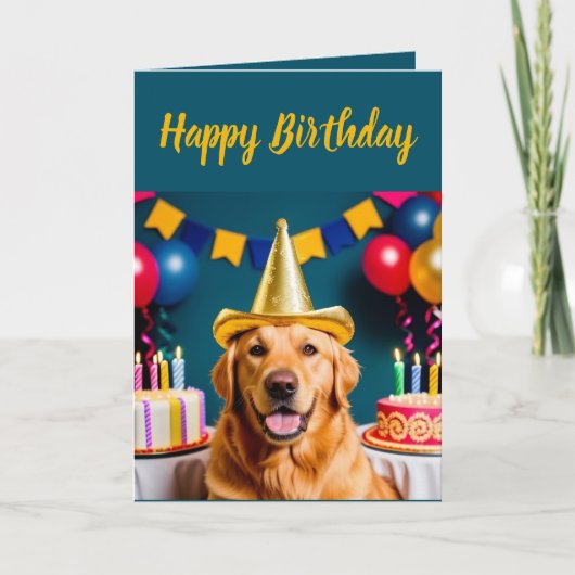 Golden Retriever Birthday Kaart (Voorkant)
