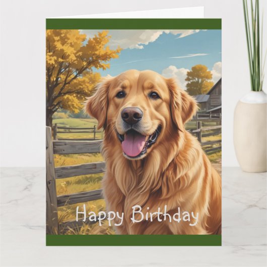 Golden Retriever Birthday Kaart (Voorkant)
