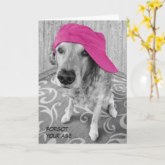 Golden Retriever Birthday Kaart (Gele Bloem)