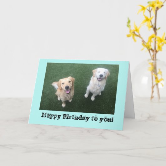 Golden Retriever Birthday-kaart Kaart (Gele Bloem)