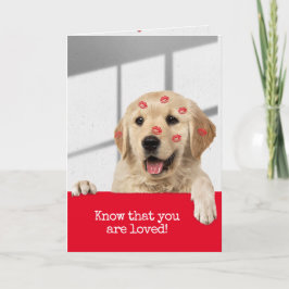 Golden Retriever Birthday Lipstick Kisses Kaart