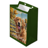 Golden Retriever Birthday Medium Cadeauzakje (Voorkant Gekanteld)
