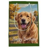Golden Retriever Birthday Medium Cadeauzakje (Voorkant)