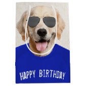 Golden Retriever Birthday Medium Gift Bag Medium Cadeauzakje (Voorkant)