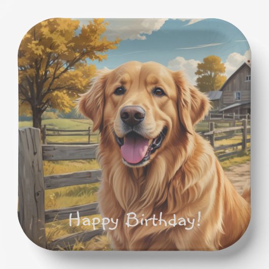 Golden Retriever Birthday Papieren Bordje (Voorkant)