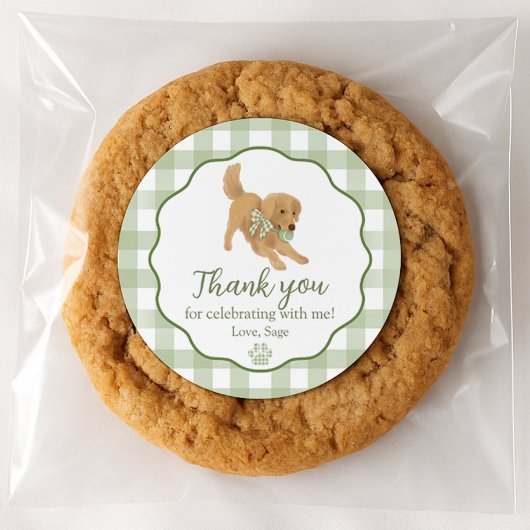Golden Retriever Birthday Party Favor Thank You Ronde Sticker