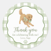 Golden Retriever Birthday Party Favor Thank You Ronde Sticker (Voorkant)