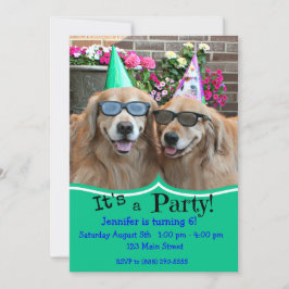 Golden Retriever Birthday Party Kaart