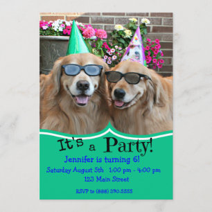 Golden Retriever Birthday Party Kaart