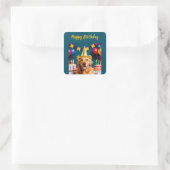 Golden Retriever Birthday Vierkante Sticker (Tas)