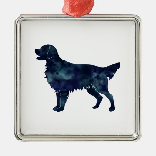 Golden Retriever Black Waterverf Silhouette Metalen Ornament (Voorkant)