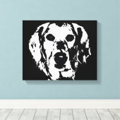Golden Retriever Black White Wrapped Canvas Print (Insitu (Houten vloer))
