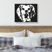 Golden Retriever Black White Wrapped Canvas Print (Insitu (Slaapkamer))