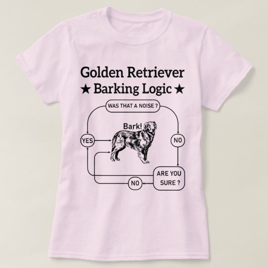 Golden Retriever blaffen logica grappige hond sarc T-shirt (Design voorkant)
