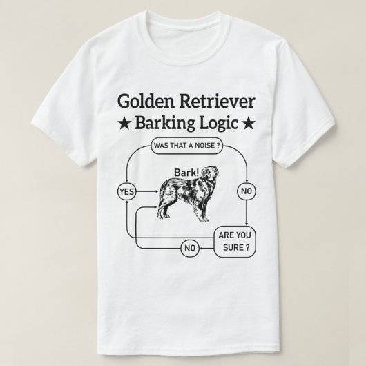 Golden Retriever blaffen logica grappige hond sarc T-shirt (Design voorkant)