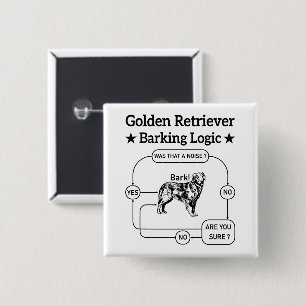 Golden Retriever blaffen logica grappige hond sarc Vierkante Button 5,1 Cm