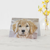 Golden Retriever Blanco kaart (Gele Bloem)