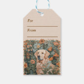Golden Retriever  Bloemen Tapestry Cadeaulabel (Achterkant)
