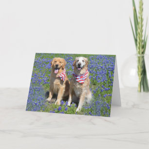 Golden Retriever Blue Bonnet Card Kaart