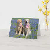 Golden Retriever Blue Bonnet Kaart (Gele Bloem)