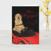 Golden Retriever Bon Voyage in auto Kaart (Gele Bloem)