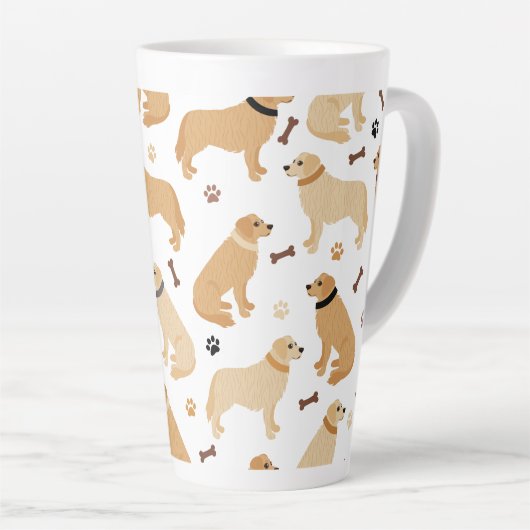 Golden Retriever Bones and Paws Latte Mug Latte Mok (Rechterhoek)