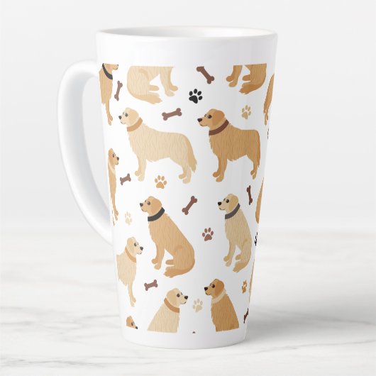 Golden Retriever Bones and Paws Latte Mug Latte Mok (Linkerhoek)