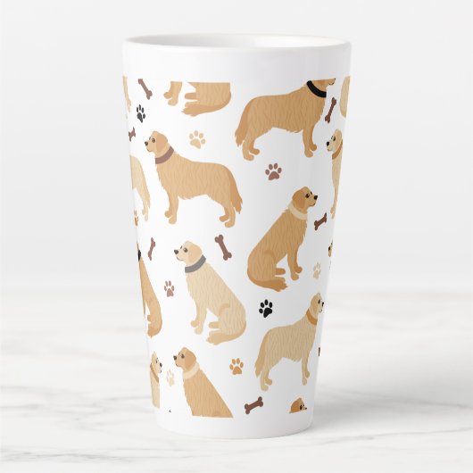 Golden Retriever Bones and Paws Latte Mug Latte Mok (Voorkant)
