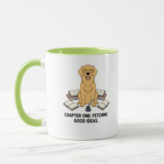 Golden Retriever Books Scholar Green Coffee Lover Mok