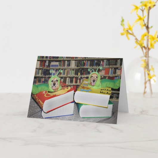 Golden Retriever Bookworm Kaart (Gele Bloem)