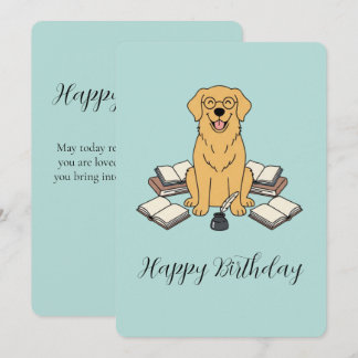 Golden Retriever Bookworm Opal Birthday Greeting Kaart