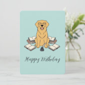 Golden Retriever Bookworm Opal Birthday Greeting Kaart (Staand voorkant)