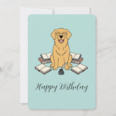 Golden Retriever Bookworm Opal Birthday Greeting Kaart (Voorkant)