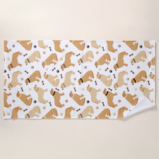 Golden Retriever Botten en Paws Beach Towel Strandlaken (Voorkant)