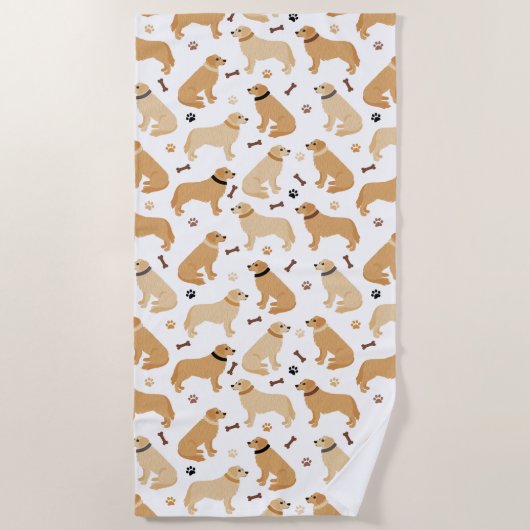 Golden Retriever Botten en Paws Beach Towel Strandlaken (Voorkant)