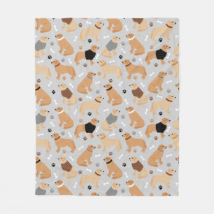 Golden Retriever Botten en Paws Fleece Blanket