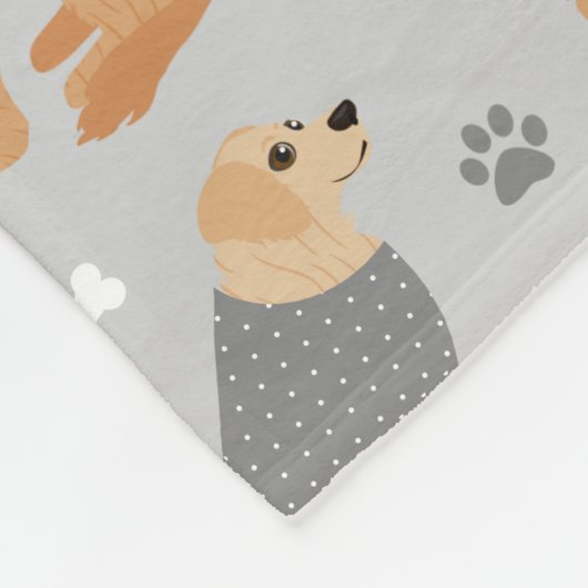 Golden Retriever Botten en Paws Fleece Blanket (Hoek)