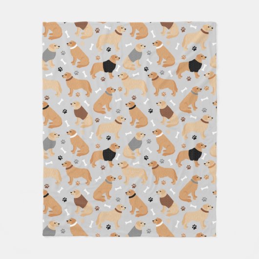 Golden Retriever Botten en Paws Fleece Blanket Deken (Voorkant)