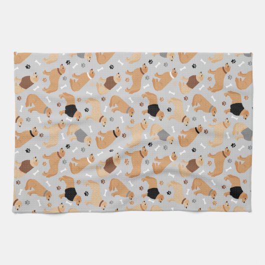 Golden Retriever Botten en Paws Kitchen Towel Theedoek (Horizontaal)