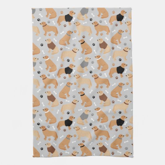 Golden Retriever Botten en Paws Kitchen Towel Theedoek (Verticaal)