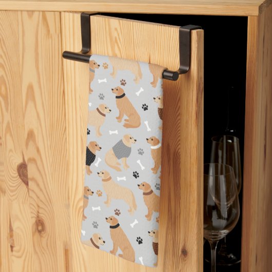 Golden Retriever Botten en Paws Kitchen Towel Theedoek (Derde Gevouwen)