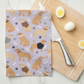 Golden Retriever Botten en Paws Kitchen Towel Theedoek (Quarter Fold)