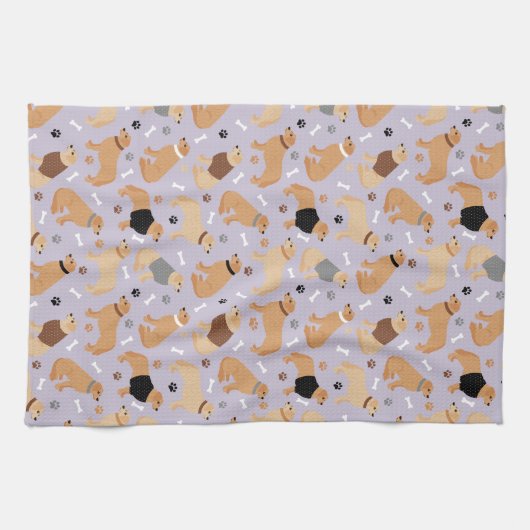 Golden Retriever Botten en Paws Kitchen Towel Theedoek (Horizontaal)